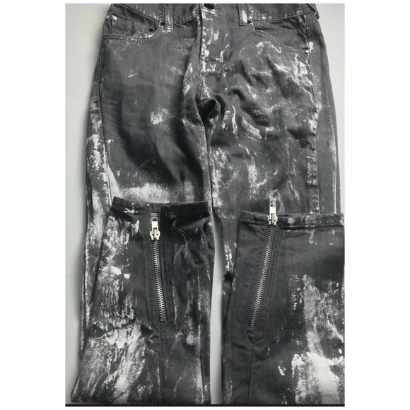 asos Black Jeans Gray Slim Ankle Zip Painted - Picture 3 of 8